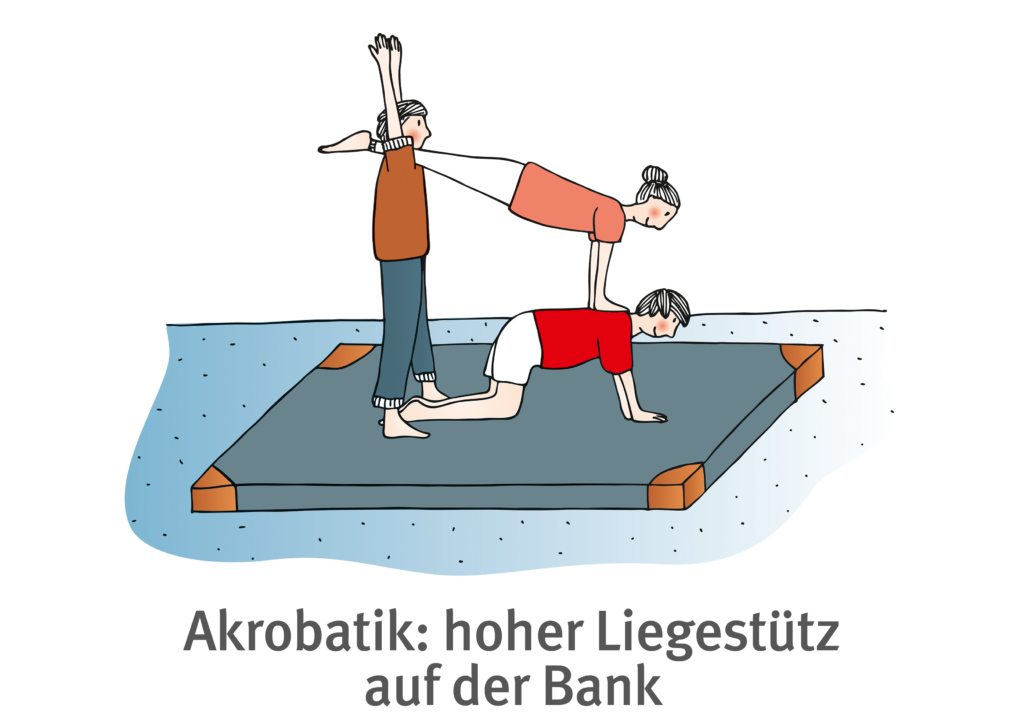 Akrobatik_hoher Liegestütz auf der Bank_A4